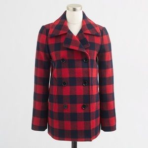 J. Crew Buffalo Plaid Coat [Red/Navy]